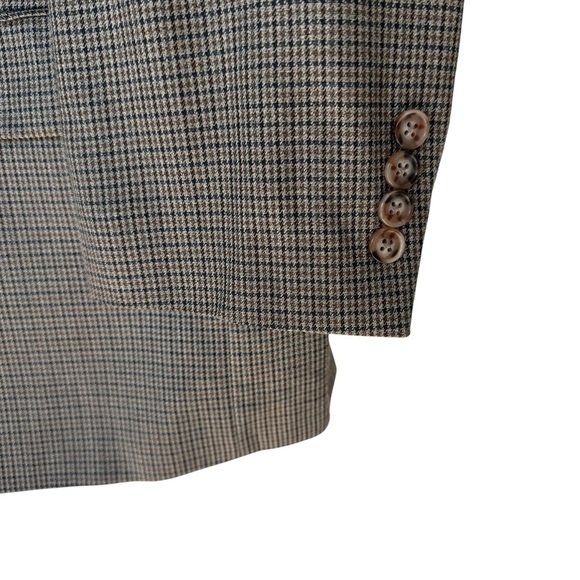 Lauren Ralph Lauren Men's Houndstooth Plaid Blazer Brown Wool Silk Blend Sz 46S - Picture 3 of 7